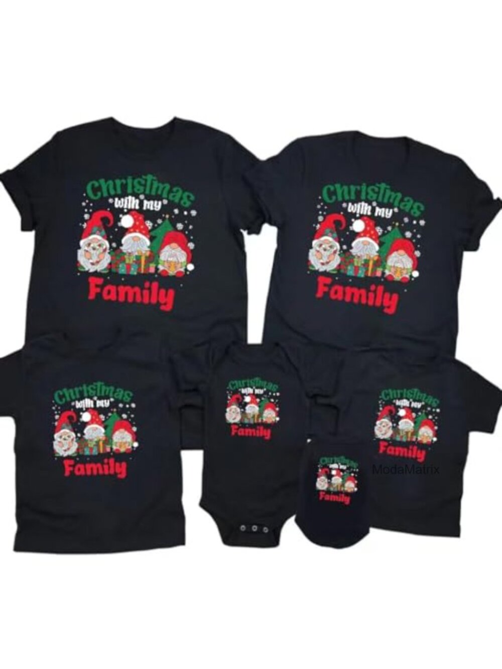100% Cotton Christmas Family Matching T-Shirt Short Sleeve